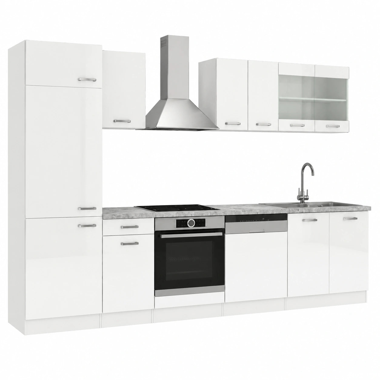 Vicco R-Line Cocina Modular, Blanco Brillo, 300 cm, Personalizable y Expandible