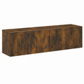 Mueble de TV Colgante de Contrachapado de Roble Ahumado 120x30x30 cm para Sala y Dormitorio