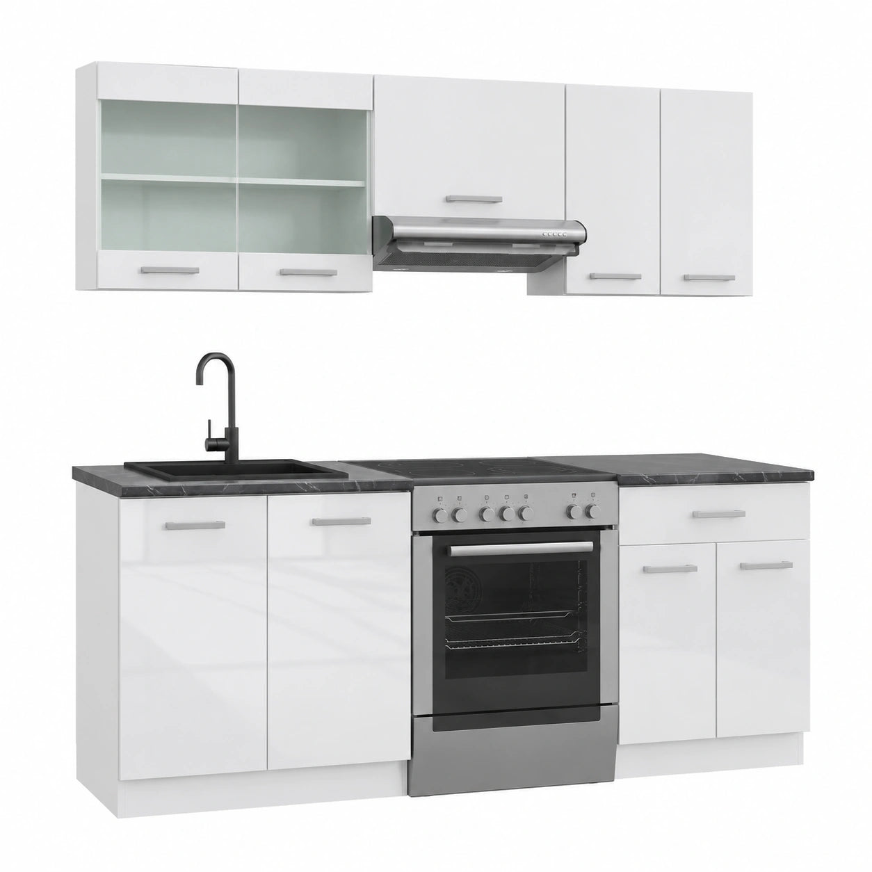 Vicco Mueble de Cocina Modular, Blanco Brillante, 200 cm, Expandible con Módulos Adicionales