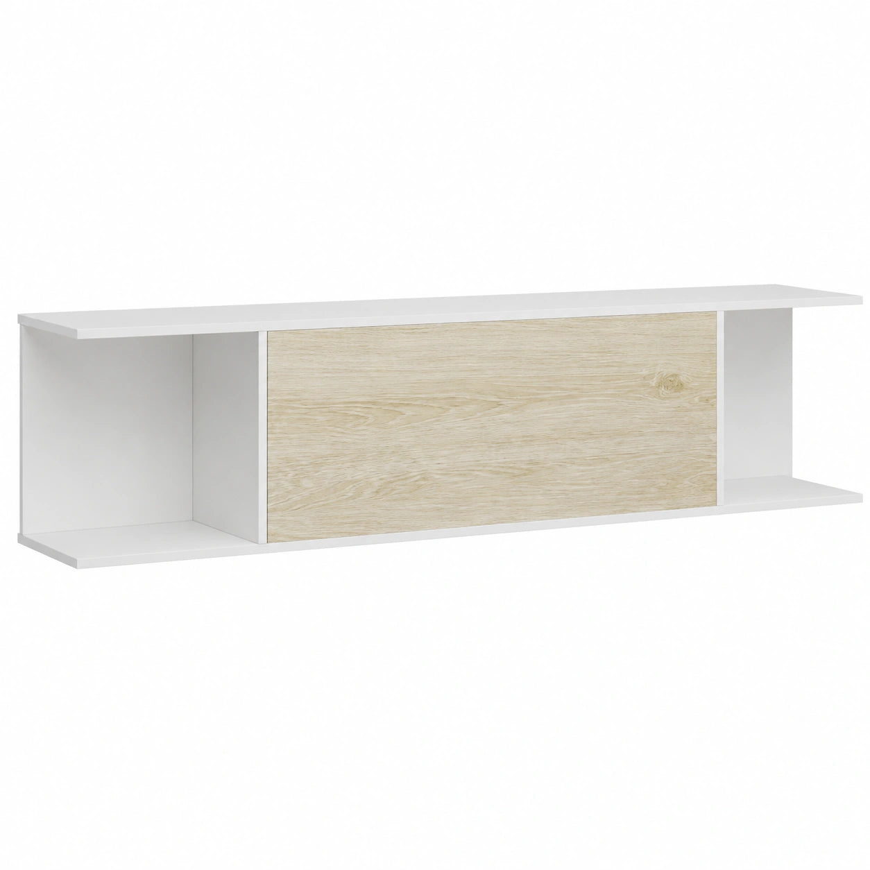 Armario de Salón Homey Döburg en Blanco y Roble, 160x35x28 cm