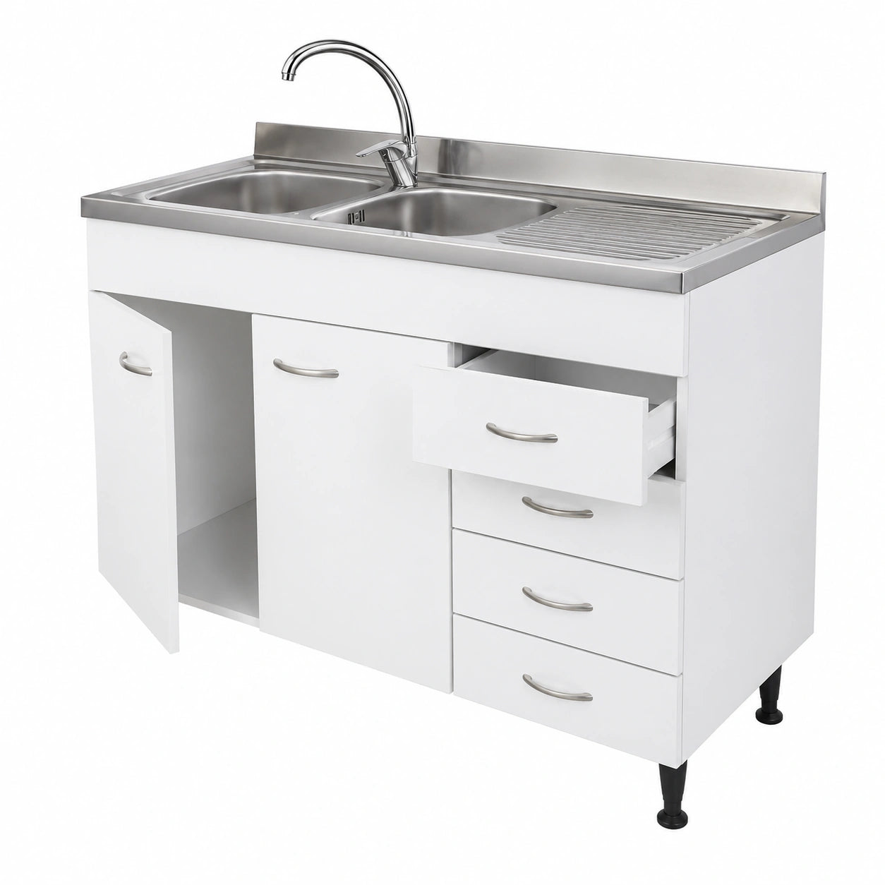 Armario de cocina modular 120 cm con fregadero de acero inoxidable