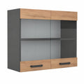 Armario de Cocina Vicco R-Line con Puertas de Vidrio, Roble Dorado, 80 cm, Modular