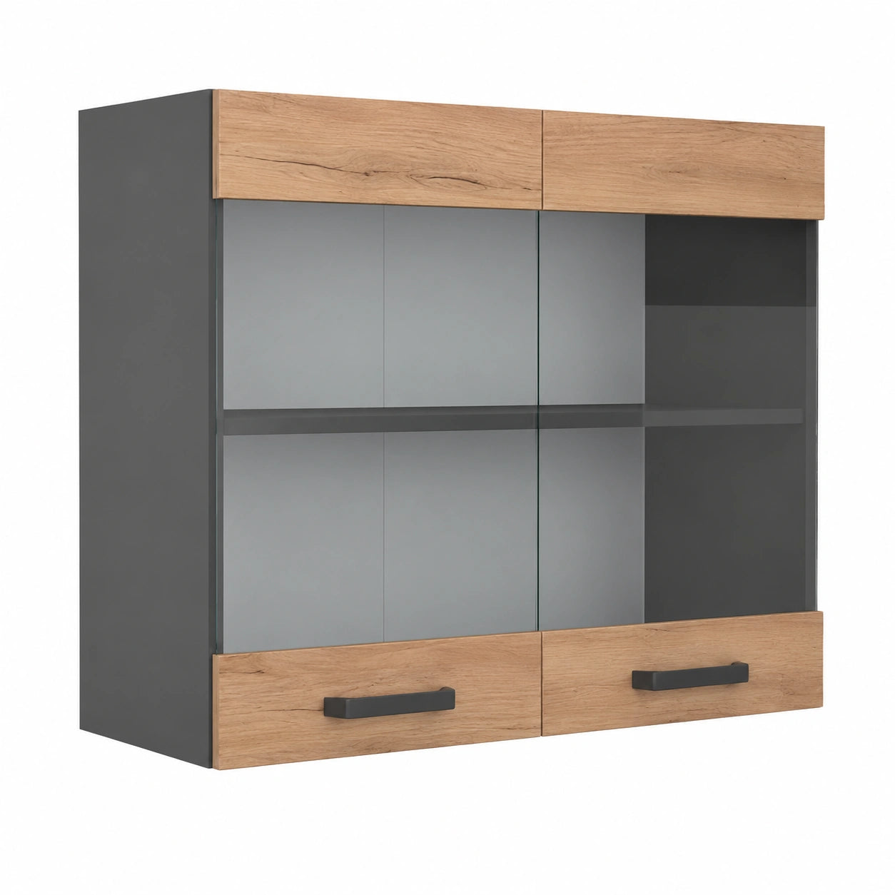 Armario de Cocina Vicco R-Line con Puertas de Vidrio, Roble Dorado, 80 cm, Modular