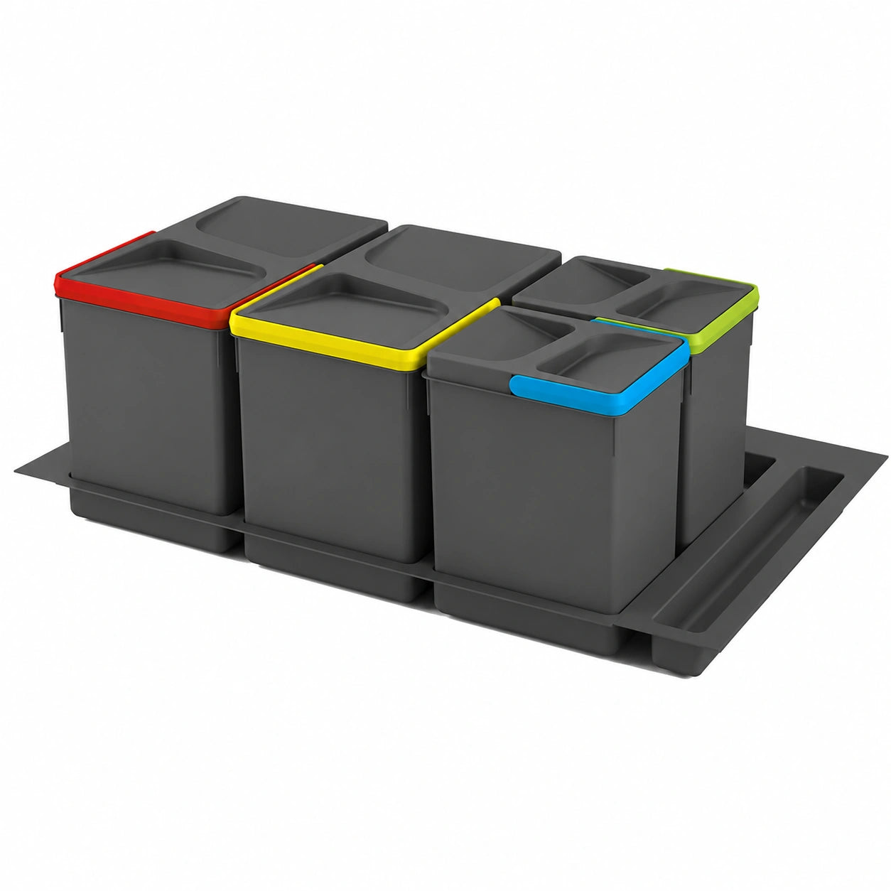 Cubos de Reciclaje para Cajón de Cocina, Emuca, Juego de Contenedores Altos de 266mm, Base Ajustable de 90cm