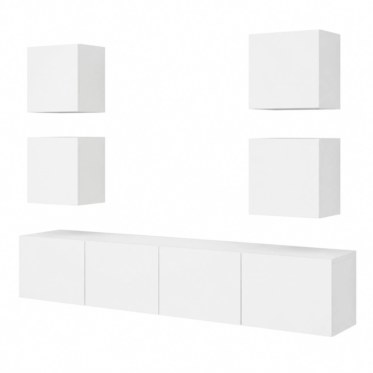 Conjunto Moderno de Muebles de Salón para TV de 6 Piezas en Blanco
