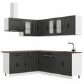 Conjunto de Cocina Kalmar - 11 Piezas de Madera, Amplio Almacenamiento, Patas Ajustables, Fácil Limpieza