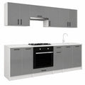 Conjunto de Muebles de Cocina Eliza Gris Brillante 240 cm sin Encimera