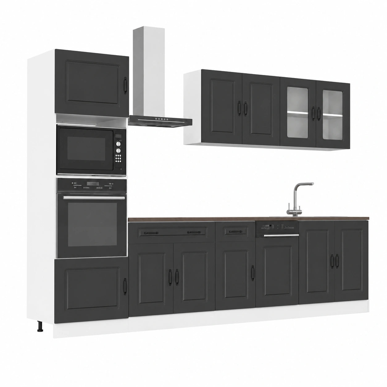 Conjunto Modular de Cocina de 7 Piezas en Madera - Negro