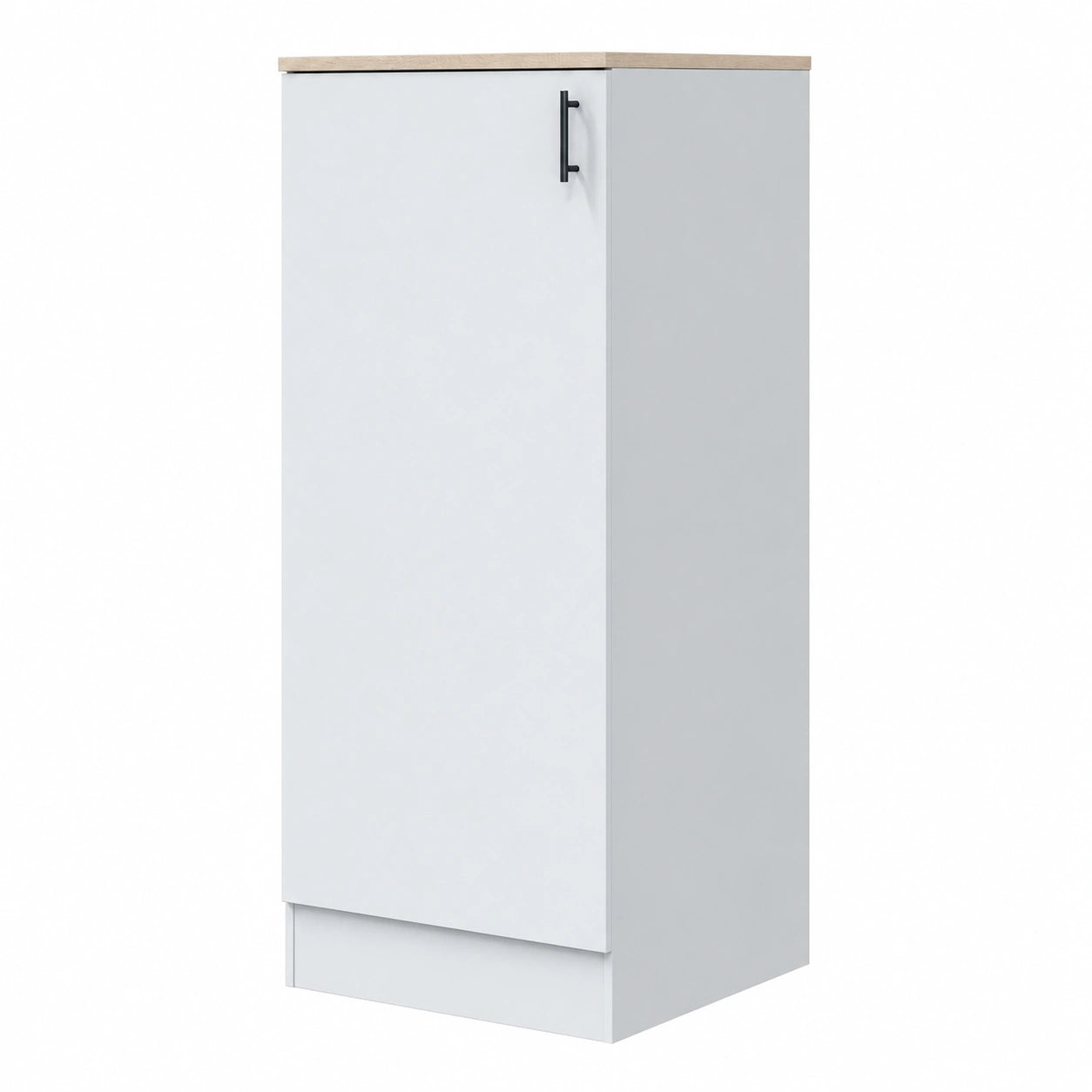 Armario de Cocina Kira con Puerta y Estantes, Blanco Brillante y Roble, 60x148x60 cm