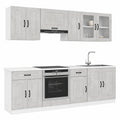 Conjunto de Cocina Kalmar 8 Piezas con Alacena y Horno en Gris