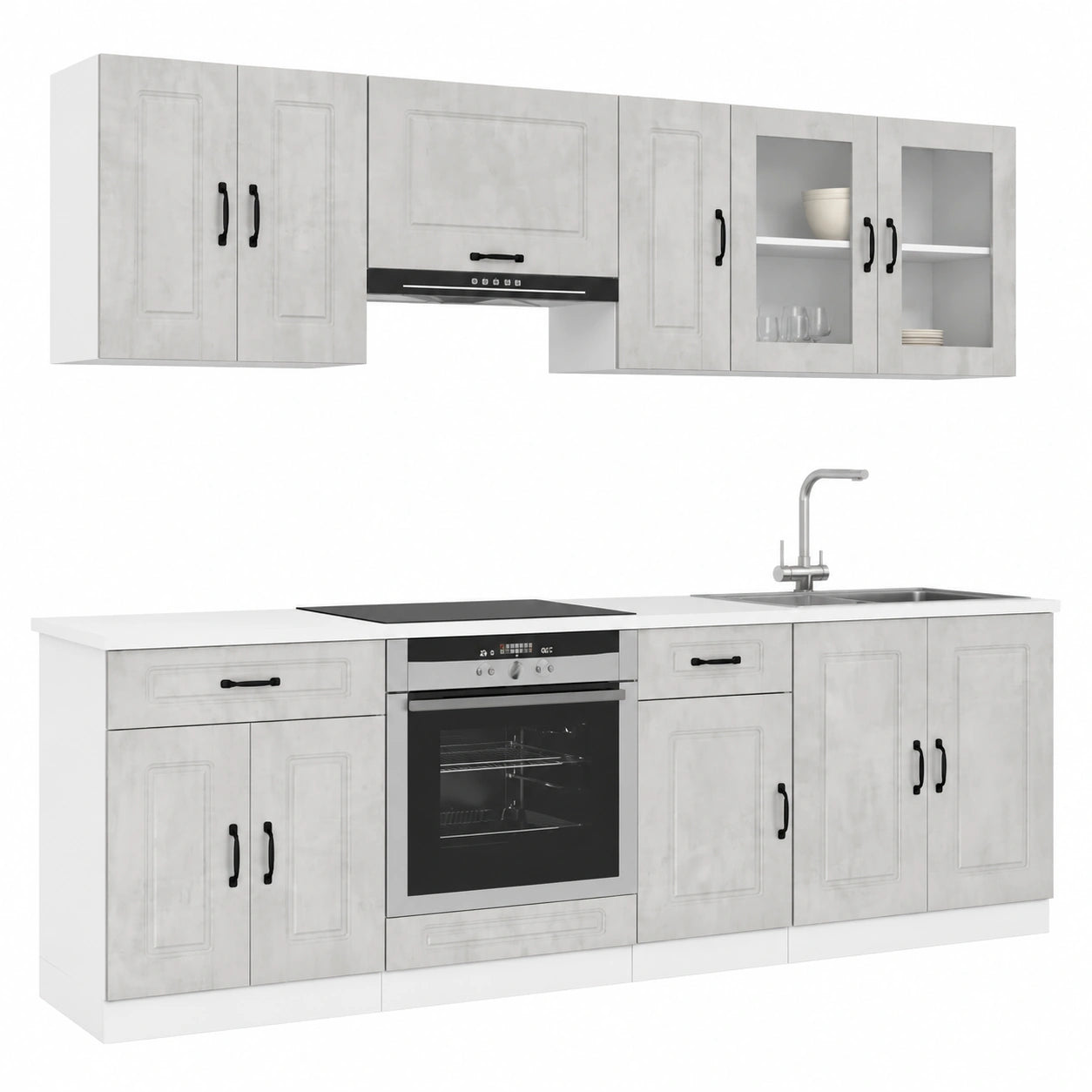 Conjunto de Cocina Kalmar 8 Piezas con Alacena y Horno en Gris