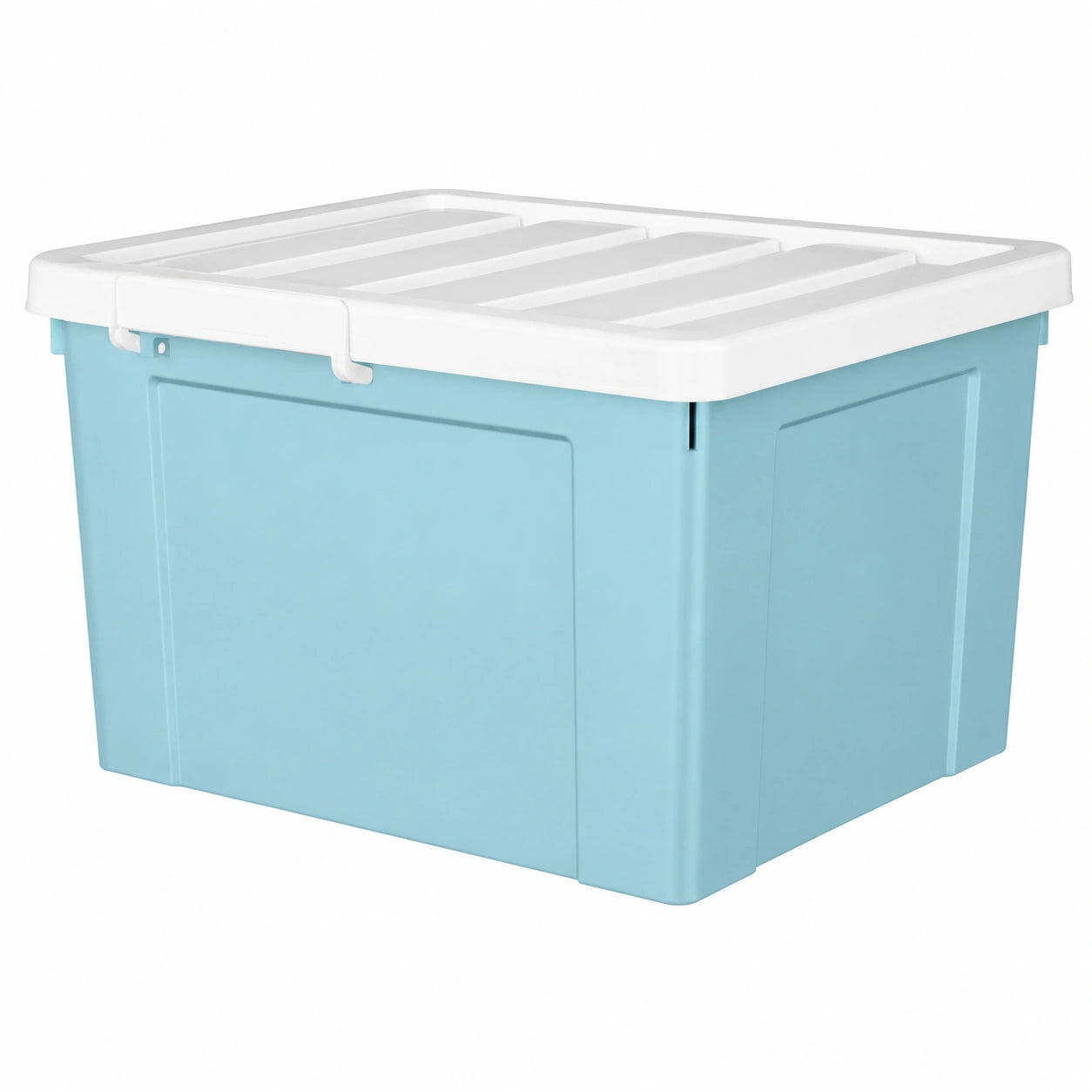 Set de 6 Cajas de Almacenamiento 90L con Ruedas y Cierre Seguro, Apilables y Resistentes, Color Azul
