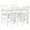 Conjunto de Comedor de Madera Blanca con Mesa y 4 Sillas