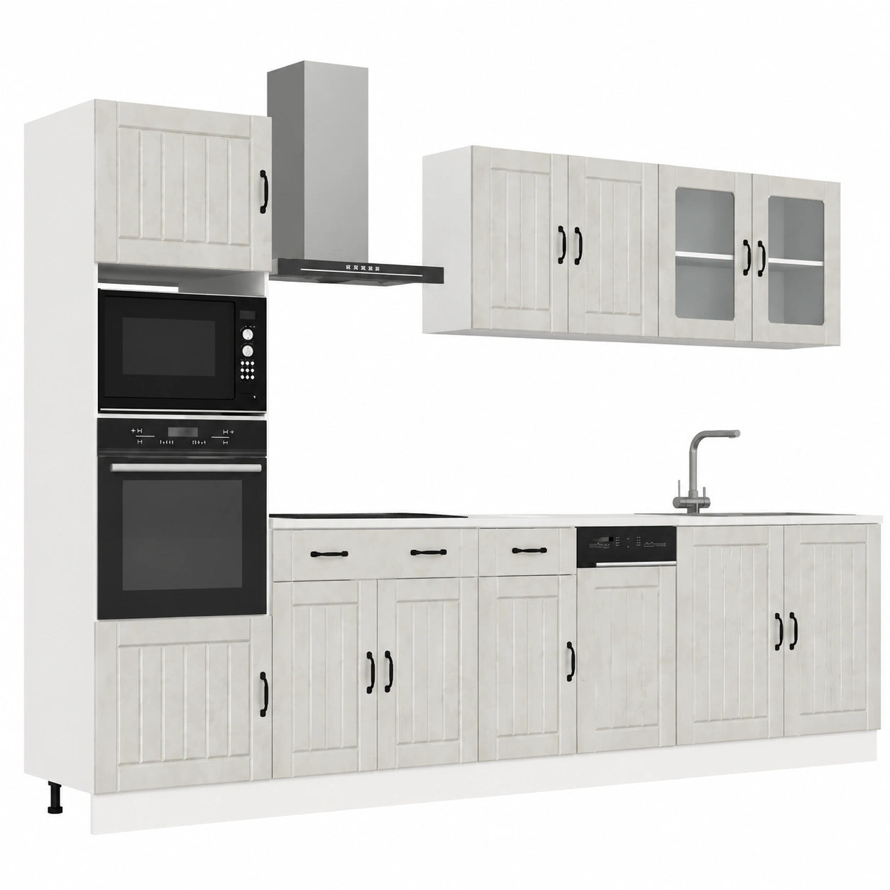 Conjunto de Cocina Modular 7 Piezas IKAYAA, Armarios Kalmar Gris Hormigón