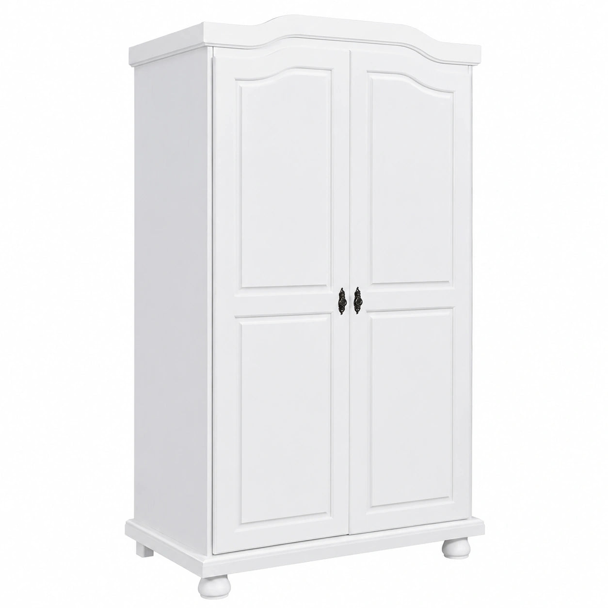 Armario de Pino Blanco con 2 Puertas y 5 Estantes – 104cm x 56cm x 180cm