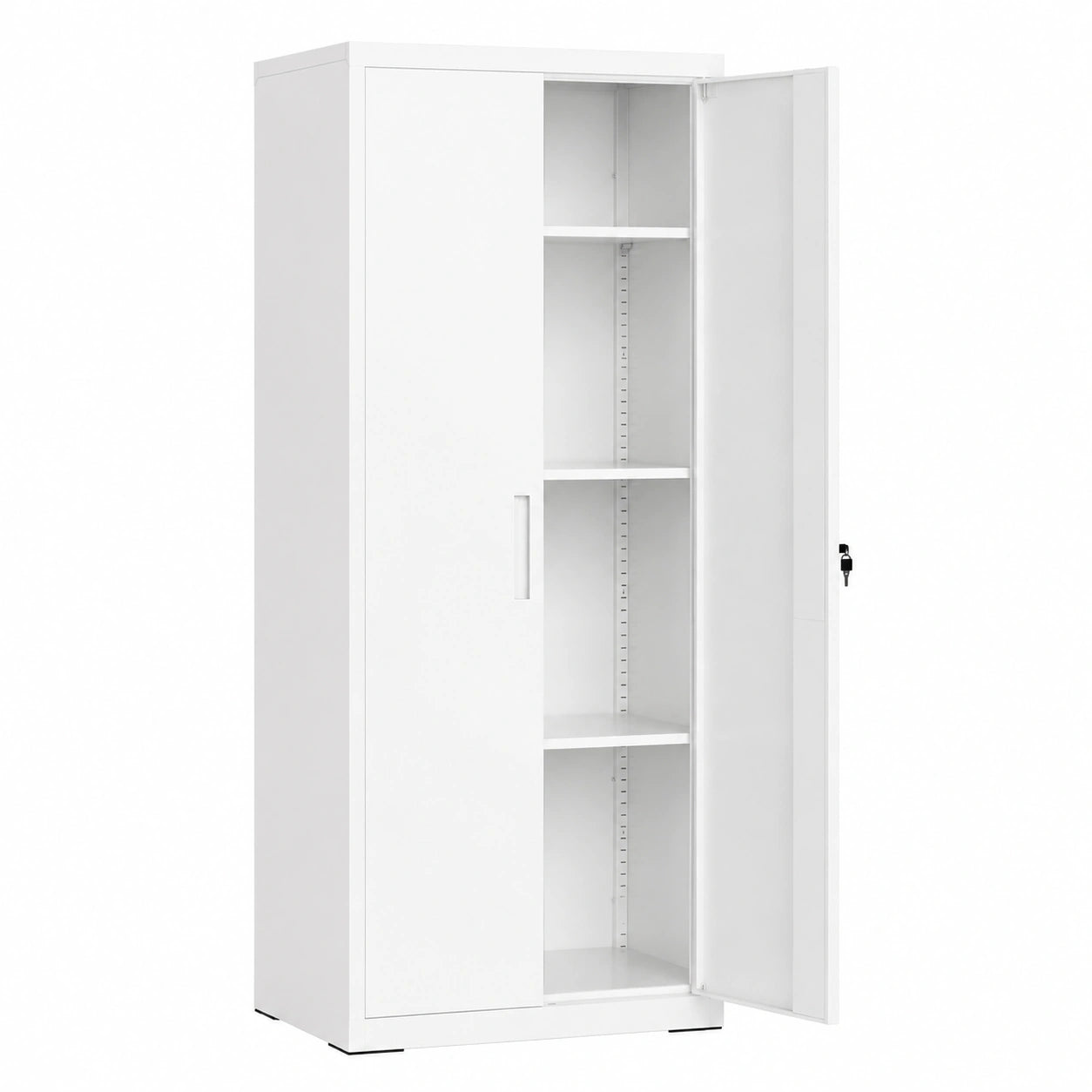 Armario Metálico Blanco con Estantes Ajustables y Cerradura, 40x60x180 cm, SONGMICS