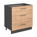 Vicco Armario de Cocina Fame-Line, Roble Dorado, 80 cm, 3 Cajones, Sin Encimera, Combinable con Serie Fame-Line