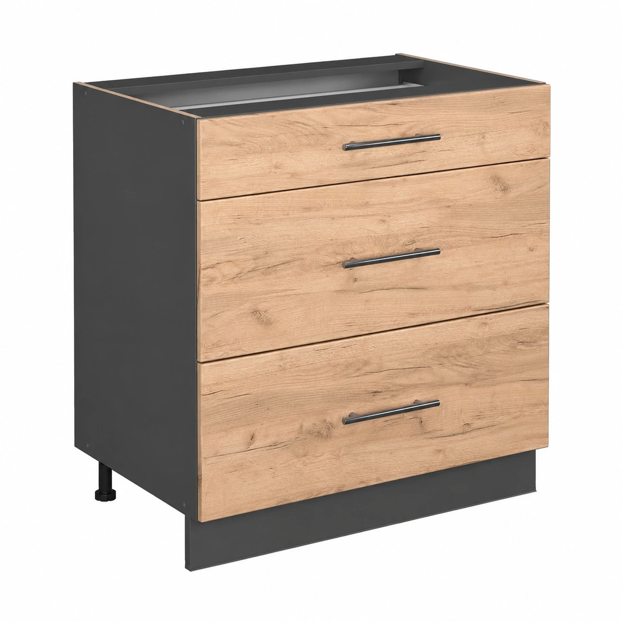 Vicco Armario de Cocina Fame-Line, Roble Dorado, 80 cm, 3 Cajones, Sin Encimera, Combinable con Serie Fame-Line