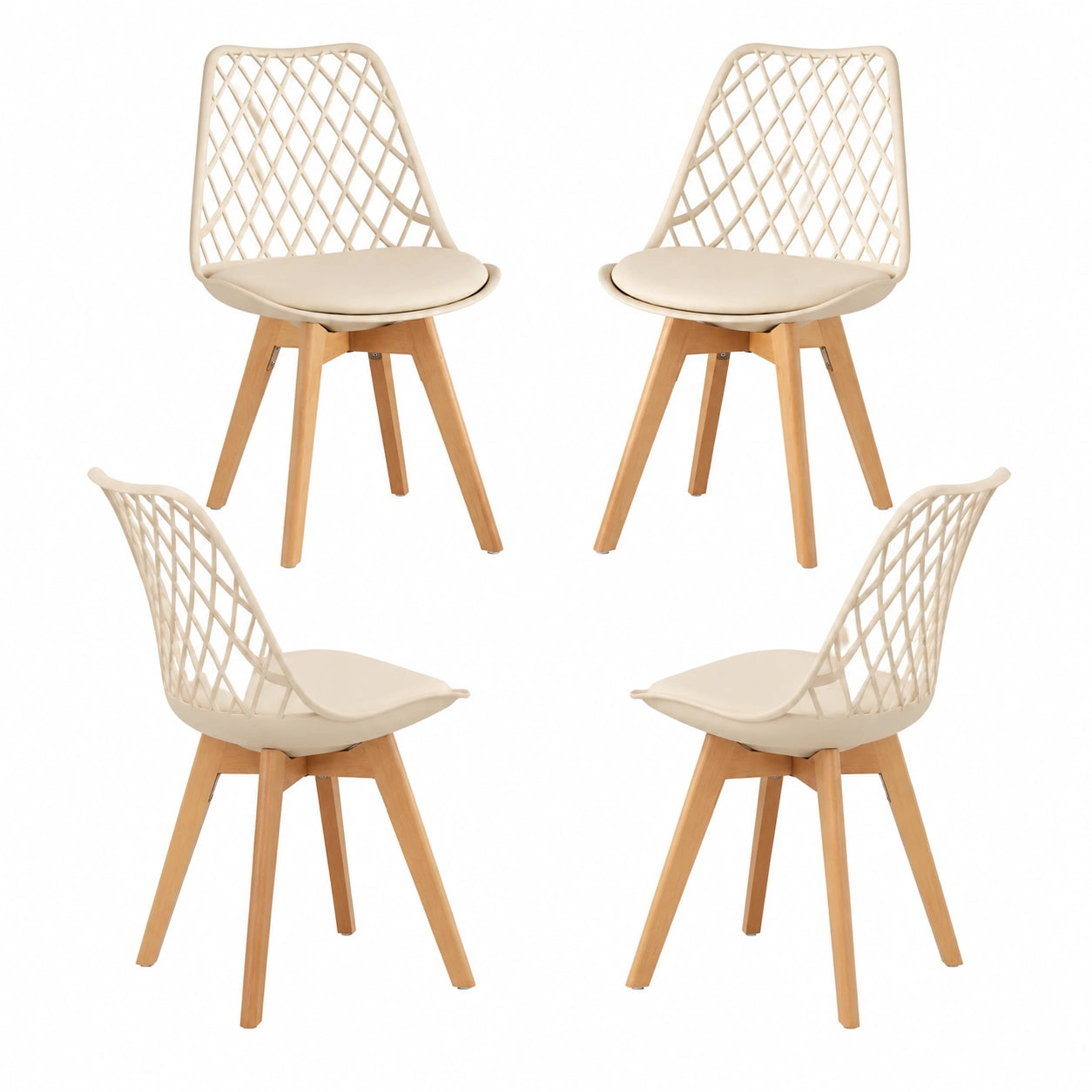 Pack de 4 Sillas de Comedor Mima Beige - Elegantes y Confortables