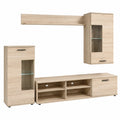 Homey - Mueble de Salón Moderno Alba con Luces LED, Color Cambria, 229x200x38 cm