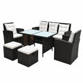 Conjunto de Comedor de Jardín en Ratán Sintético Marrón para Exterior - vidaXL