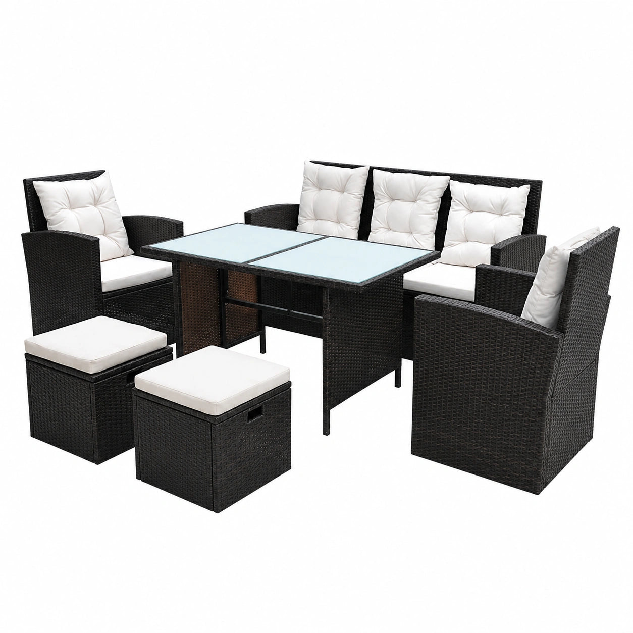 Conjunto de Comedor de Jardín en Ratán Sintético Marrón para Exterior - vidaXL