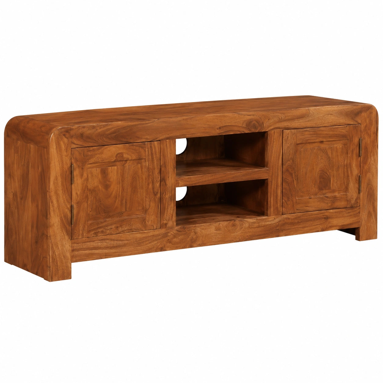 Mesa de TV de Madera Maciza con Acabado de Miel 120x30x40 cm