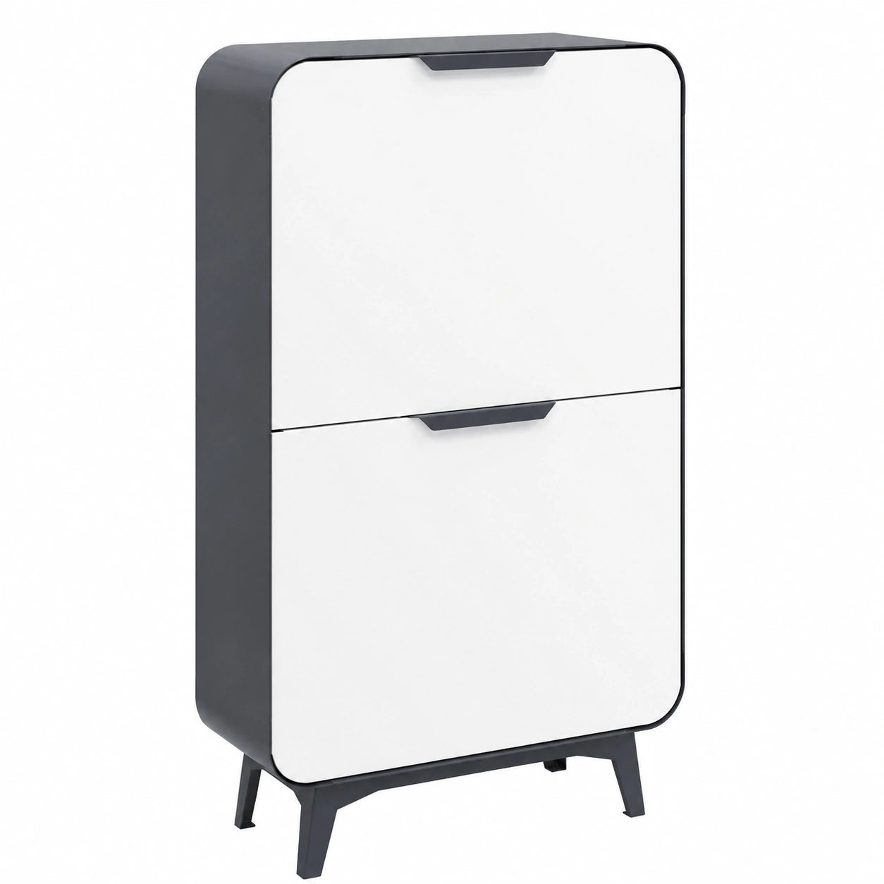 Arregui Round CR441-R Contenedor de Reciclaje Moderno de 4 Compartimentos, 68L, Acero Antracita y Blanco Mate