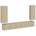 Conjunto de Muebles de Pared para TV de 5 Piezas en Roble Sonoma