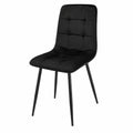 Juego de 6 Sillas de Comedor con Cojín de Terciopelo Negro, Diseño Holandés para Cocina