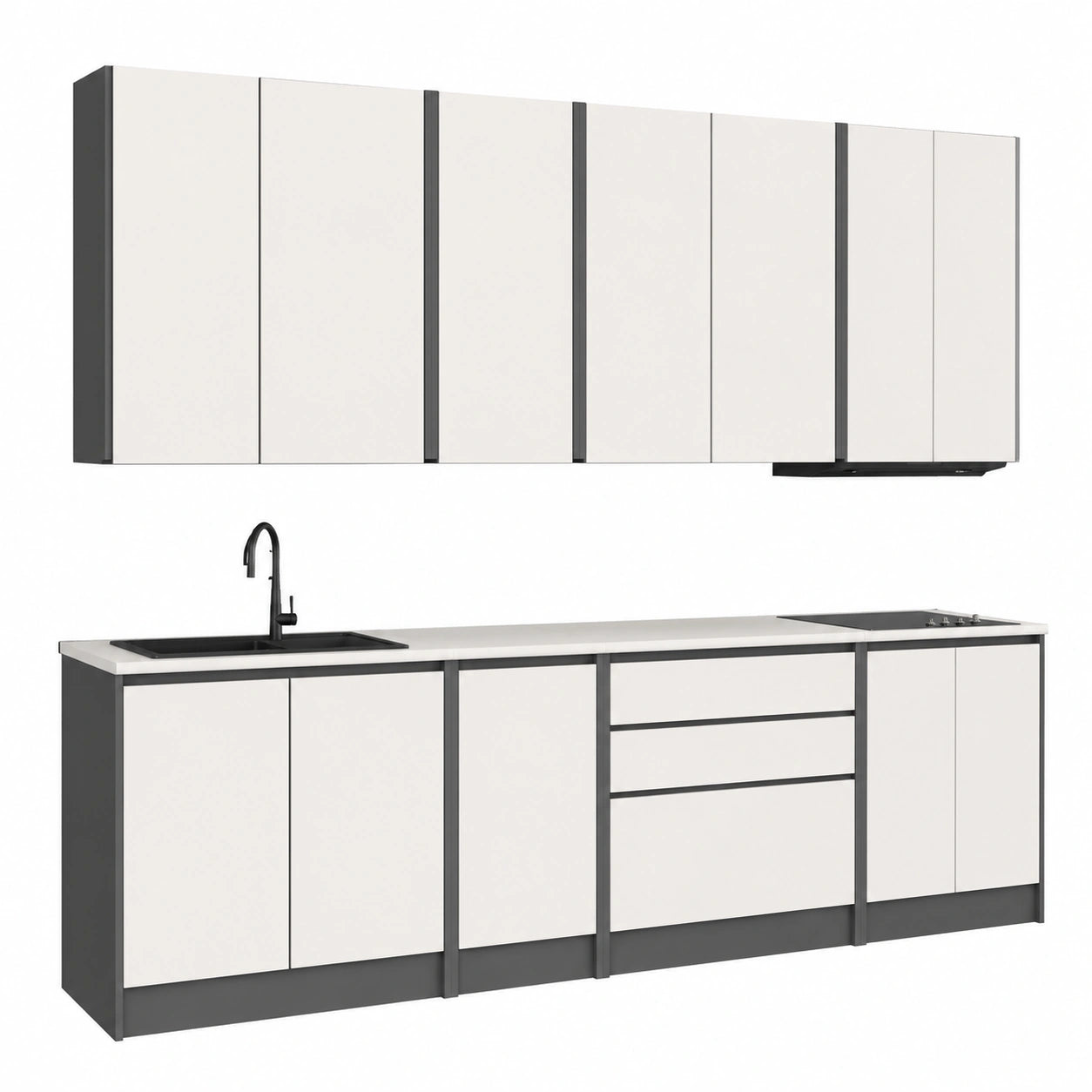 Conjunto de Muebles de Cocina Blanca Lexi 260 cm sin Encimera