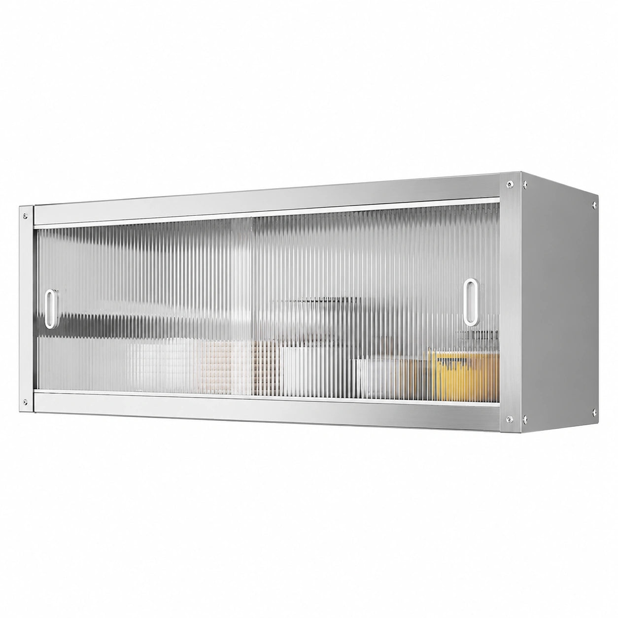 Armario de Cocina de Acero Inoxidable con Puertas Correderas Transparentes, Instalación Versátil, Soporta 25 Kg por Estante (100x30x40cm)