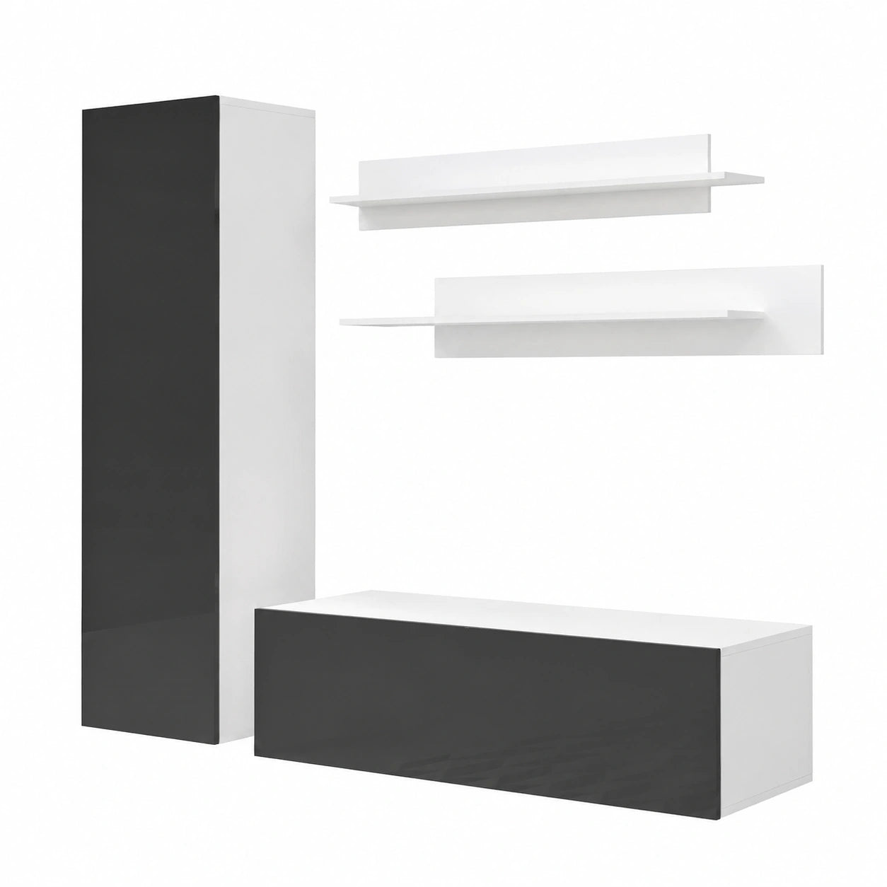 Conjunto de Muebles de Salón Luke 1C, Modular Moderno en Blanco y Negro