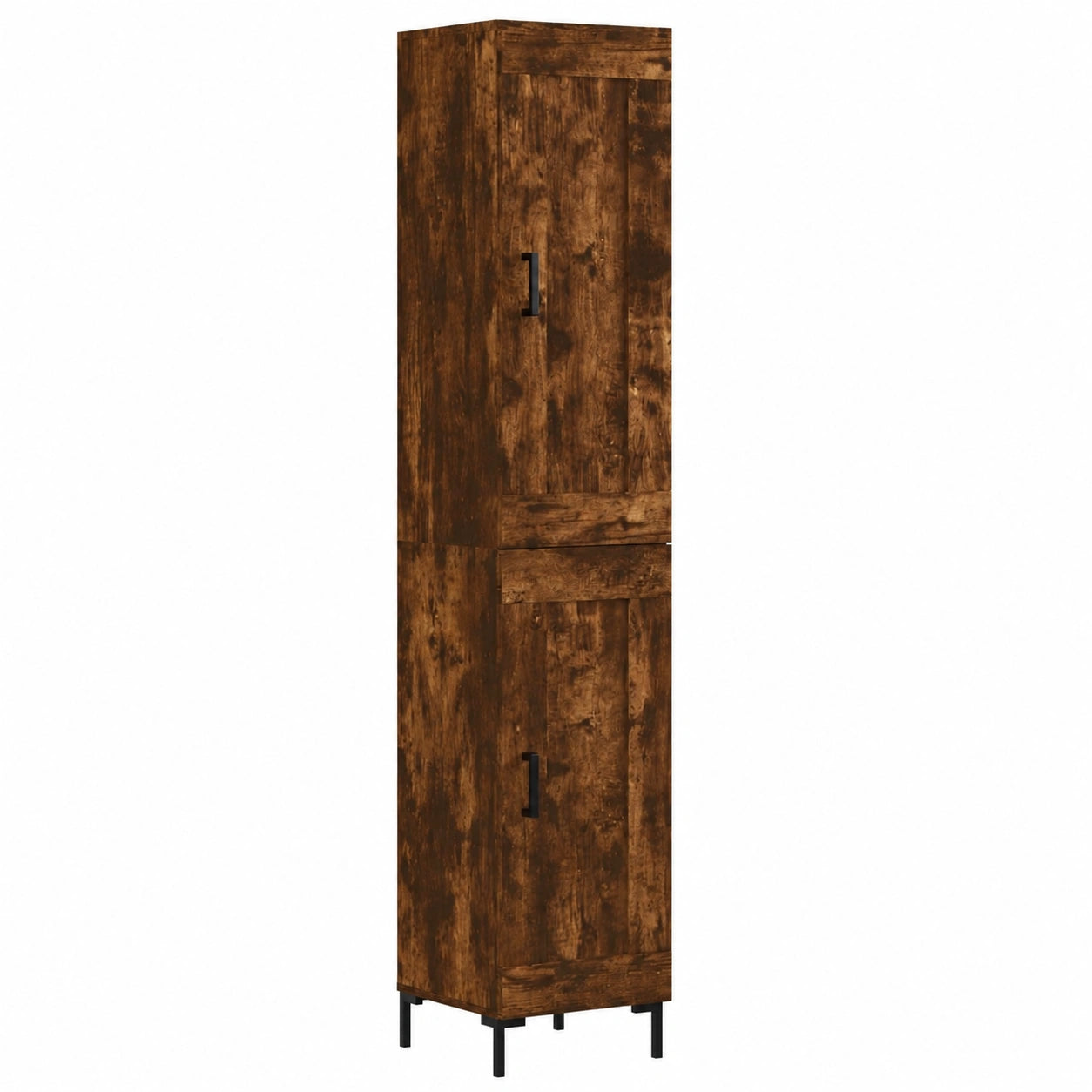 Estantería de Roble Ahumado con Puertas, 34.5 x 34 x 180 cm, Almacenamiento Versátil para Hogar