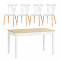 Conjunto de Comedor HOMCOM de 5 Piezas con Mesa y Sillas Modernas Blancas