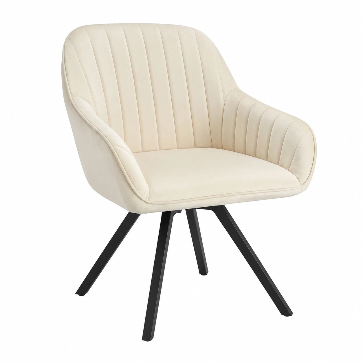 Juego de 2 Sillas de Comedor Giratorias de Terciopelo Crema con Reposabrazos, Estilo Nórdico