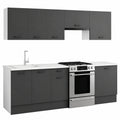 Cocina Modular Completa 240 cm con Encimera y 7 Piezas en Blanco y Gris