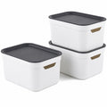 Set de 3 Cajas de Almacenamiento Jive Dekobox 5L con Tapa, Plástico Reciclado, Blanco/Antracita