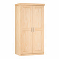 Armario de Dormitorio de Pino Macizo con 2 Puertas Batientes, Lacado Natural - Inter Link Leon
